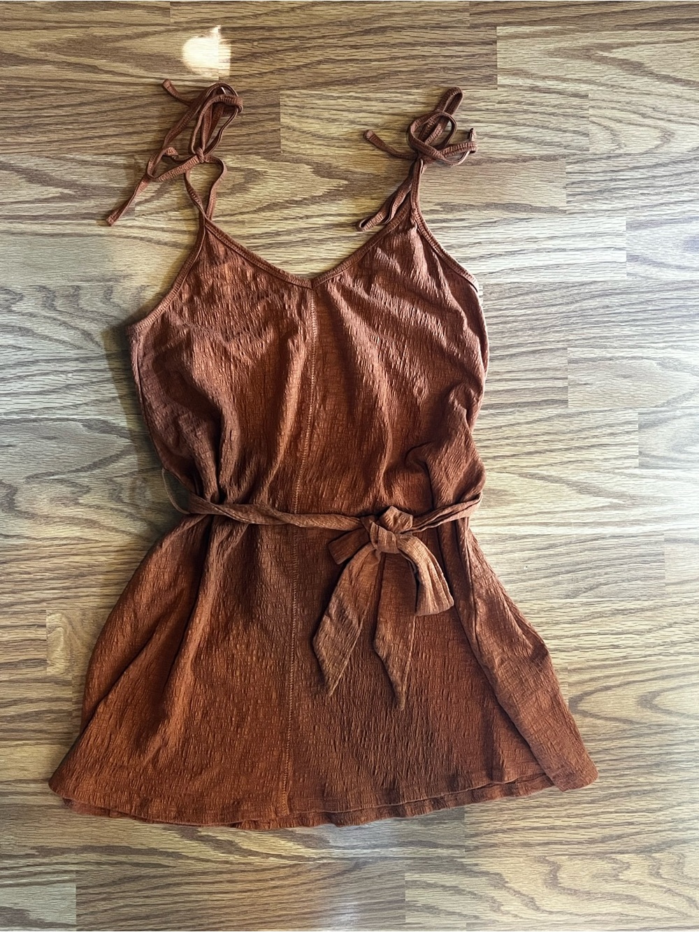 Women’s Billabong Tie-Shoulder Rust Brown Dress with Waist Tie